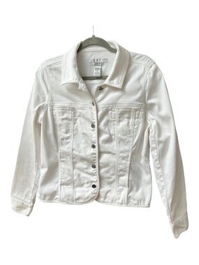 Geoffrey Beene White Denim Button-Front Jacket Size 14